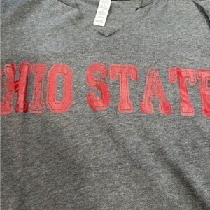 American Apparel Gray and Red Short Sleeve Tee